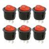 6x Kippschalter Wippschalter 3 polig rund, Rot Schwarz Weiß ON/OFF