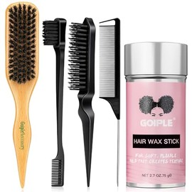 Slick Back - Juego de cepillos de cerdas de jabalí, barra de cera para el cabello, cepillos de borde, peine de cola de rata, peine para cardar, acceso