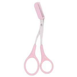 Unbranded Pink Eyebrow Comb Scissors with Stainless Steel Blade for Unisex Grooming