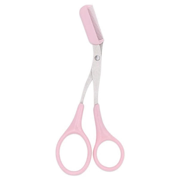 Unbranded Pink Eyebrow Comb Scissors with Stainless Steel Blade for