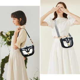 KKXIU Clear Crossbody Bag for Women Stadium Approved Vegan Leather Concert Shoulder Sports See-Through Purse (Black)