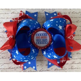 Handmade NWT President Trump 2024 Keep America Great NWT Hair Bow For Girls