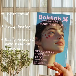 Boldink 10pcs Face Makeup Patches,Strawberry Speckles, Beauty Face Makeup,Waterproof Strawberry Patches,Temporary Facial Strawberry Tattoo For Women.