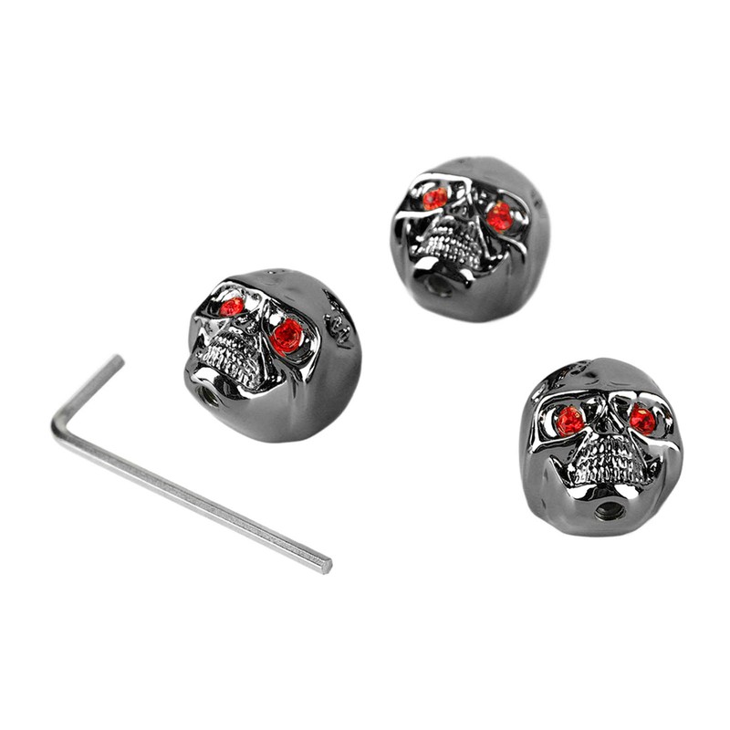3Pcs Electric Guitar Skull Knobs Metal Volume Tone Head Cap