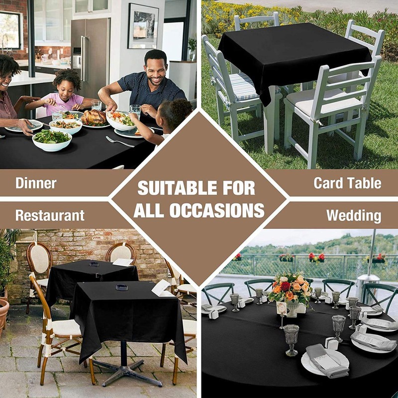 Namvo Black Cotton Polyester Square Table Cloth Cover For Dining