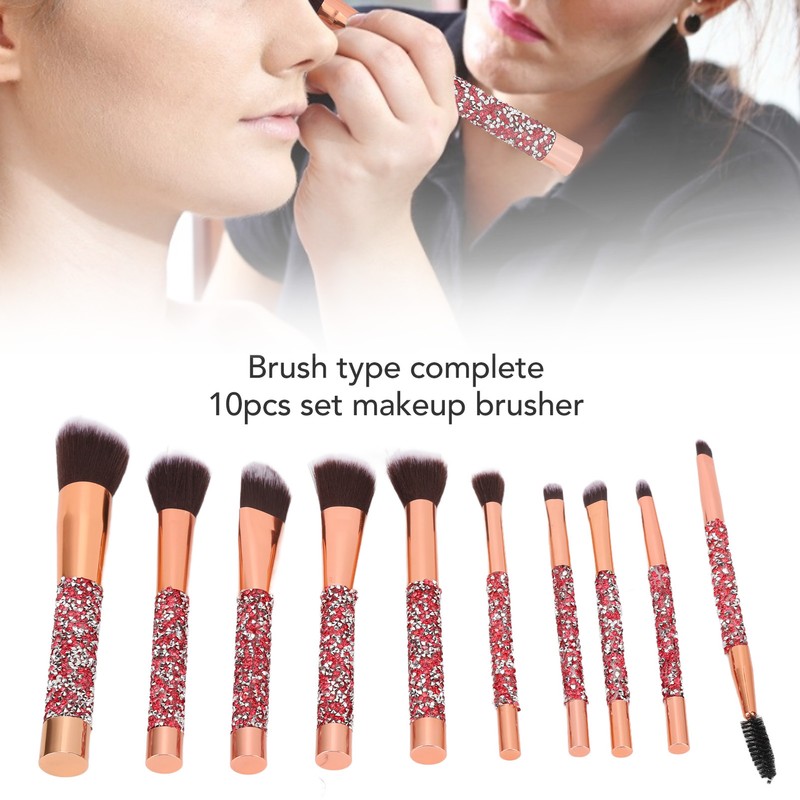 10pcs Makeup Brushes Set Soft Bristles Portable Cosmetics Tool Kits