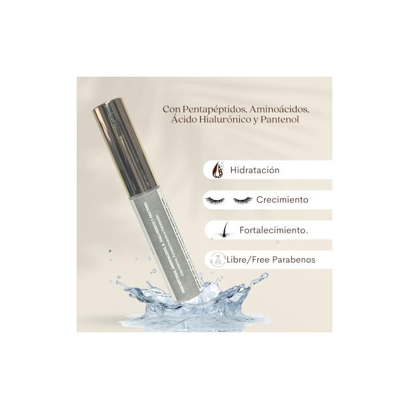 Serum Para Pestañas, Con Pentapéptidos, Aminoácidos, Ácido Hialurónico y Pantenol.