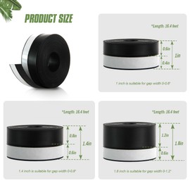 Vivikivi Silicone Weather Stripping Door Seal Strip, 16.4 Feet Self Adhesive Sealing Tape Door Draft Stopper for Doors Windows Shower Glass Gaps (Black, Width 25mm)