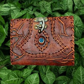 Trimurti Leather N Art Vintage Hocus Pocus Book Of Spells Leather Journal Evil Eye Diary Girmoire Book Spell Book Prop Gifts Dackle Edge Paper