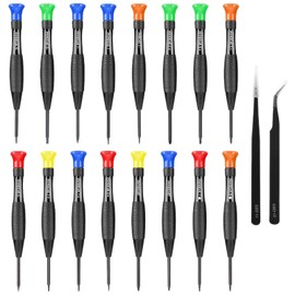 18PCS Mini Screwdriver Set, Small Screwdriver Set with 2 Tweezers and Storage Case, Micro Watch Repair Kit in Different Size for Eyeglass Computer Electronics Jewelry Watches