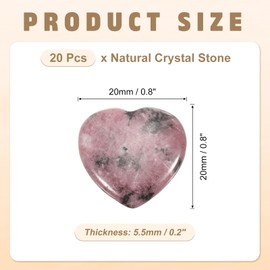 PATIKIL 20 Pcs Natural Heart Shaped Crystal Stone, 1 Inch Mini Polished Love Gemstone Crystal, Pocket Rock Engraved Worry Stones for Women Gifts Meditation, Light Red