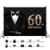 Leowefowa Vinyl 7x5ft Men 60th Happy Birthday Backdrop Tuxedo Backdrop