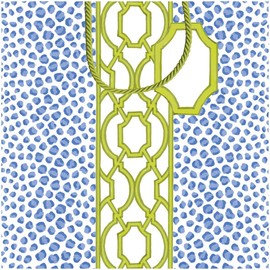 Caspari Knots And Spots Blue & Green Medium Square Gift Bags - 1 Gift Bag Included