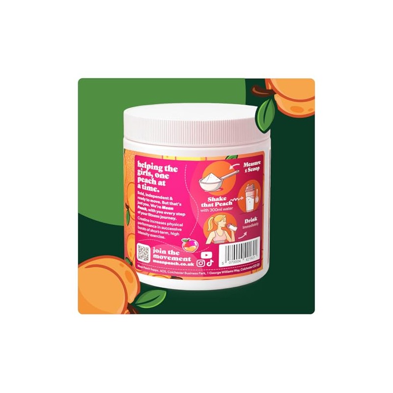 Mean Peach, Peach Flavour Creatine Monohydrate Powder - for Women!
