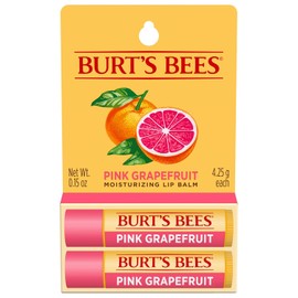 Burt's Bees - Bálsamo labial - Pomelo rosa, hidratante labial con cera de abejas de origen responsable, sin tinte, tratamiento acondicionador de origen natural, 2 tubos, 0.15 oz.