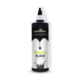 Chefmaster Black Natural Food Coloring | Plant-Based Dye for Icing, Fondant, Mousse, Pudding | Decorating Non-Bake Desserts | Easy-to-Use | Manufactured in the USA | 7 oz