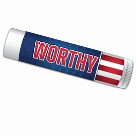 (Accessories) USA American Flag"Worthy" Premium SPF 15 Lip Balm 12-Pack, Made with Beeswax, Aloe Vera, Coconut Oil, Vitamin E. Water Resistant. Patriotic America Design.
