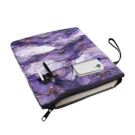 doginthehole Purple Marble Book Covers for Hardcovers Decorative Book Protector Bag 11.4 x 8.7 Inch Book Sleeve with Zipper and Strap, Gifts for Book Lovers Teachers Students