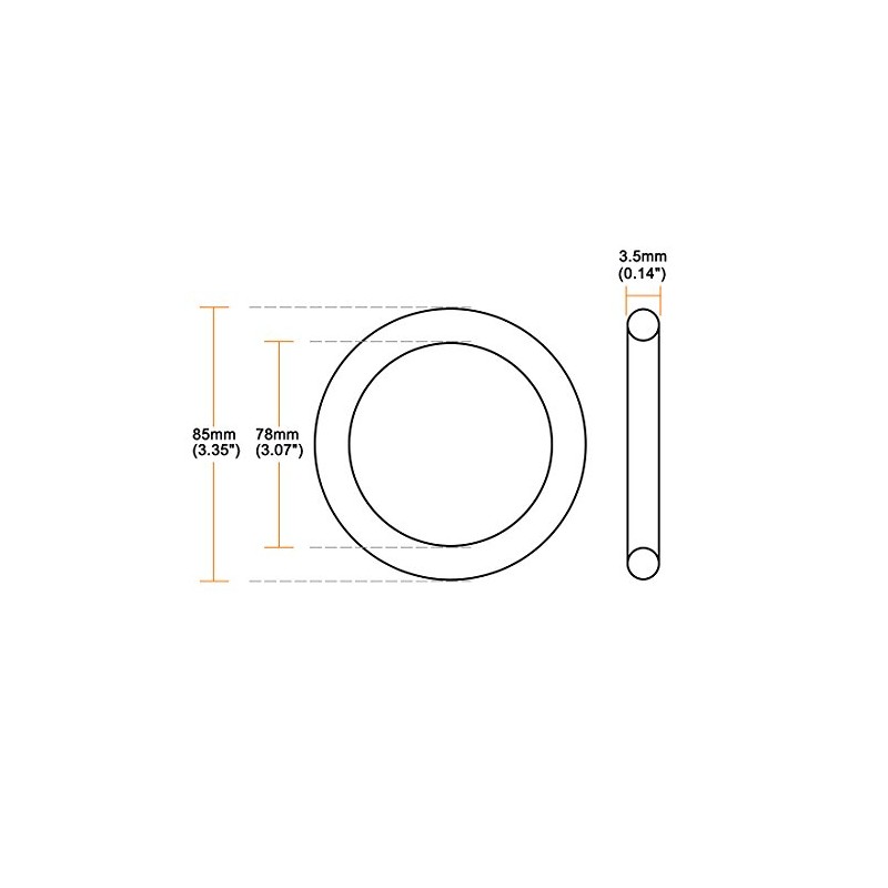 uxcell Silicone O-Ring, 85mm OD, 78mm ID, 3.5mm Width, VMQ