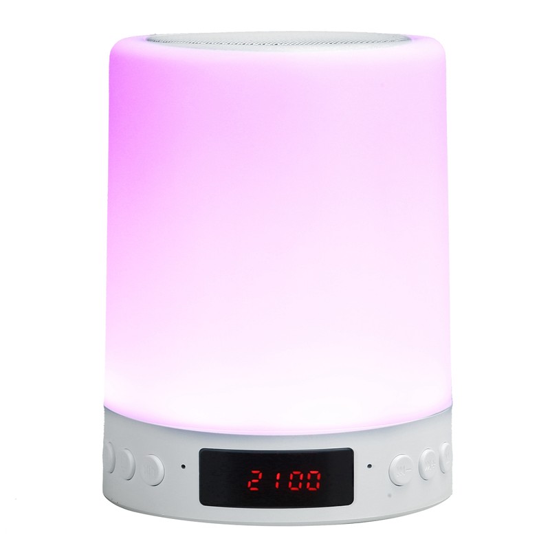 Bluetooth Speaker Alarm Clock Colorful Night Light Touch Control LED