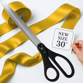 30 Inch Black Giant Scissors – Extra Large Ceremonial Cutting Tool with Gold Ribbon for Grand Opening Event Supplies Decorations and Business Celebrations