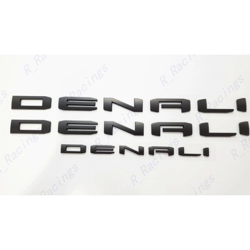 GMC 3pc Matte Black Door Rear DENALI Emblems Letters 2021-2023