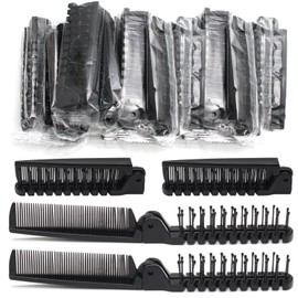 Seimneire Portable Travel Folding Hair Comb, Mini Pocket Foldable Hair Brush, Double Headed Anti-static Comb for Women Men - 60 Pcs Black