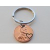 2024 US One Cent Penny Keychain with Heart Around Year;