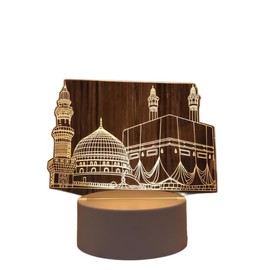 Al-Muallim Books Acrylic USB Islamic 3D LED Night Lamp – Kaaba & Masjid Nabawi Design