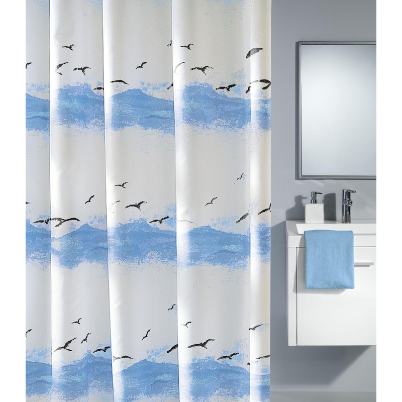 Kleine Wolke 733 Textile Shower Curtain Seaside Design Crocus Blue