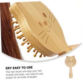 FRCOLOR Paddle Brush for Women Cartoon Cat Design Scalp Comb Bamboo Hair Comb Safe for Dry Hair