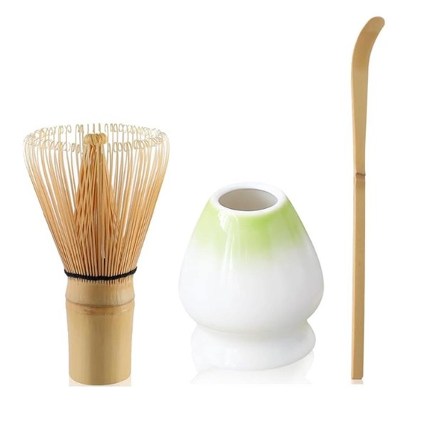 RuiJOTWAT 3-Piece Matcha Tea Set, Bamboo Matcha Whisk, Ceramic, Teaspoon,