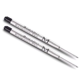 Gíabo Large Capacity Refill, Black, Ballpoint Pen Refills in Set of 2, Refill in Line Width M