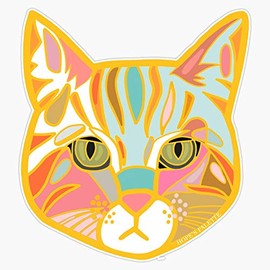 Colorful Orange Cat Head Waterproof Vinyl Window Bumper Sticker Decal 5"