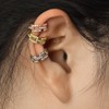 Bungsa Ear Cuff Crystals Cubic Zirconia Stone for Women, Brass,