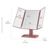 MELANNCO Rose Gold Tri Fold LED Vanity Mirror, 3 Magnifications