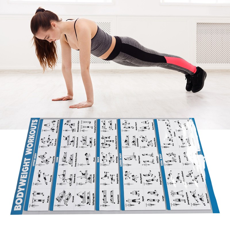 60x90cm Workout Charts Clear Rugged Easy Reading Bodyweight Exercises Poster