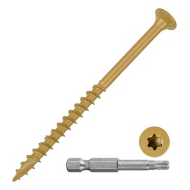 METALLIXITY Deck Screws (#9x3") 100Pcs, Carbon Steel Wood Screw Decking Screws with T25 Torx Drive Head - for Wood Fence, Table, Tan