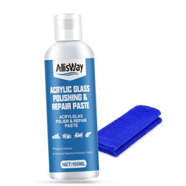 Allisway Polierpaste Kunststoff, Acrylglas Politur, Plastik Politur, Scheinwerfer Polieren, Entfernen Mikrokratzer Auf Acryloberflächen und Verbessern den Glanz, Ultrafeine Schleifpartikel, 150 ml