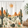 Western Cactus Shower Curtain, Tropical Desert Cactus Plant Southwest Shower