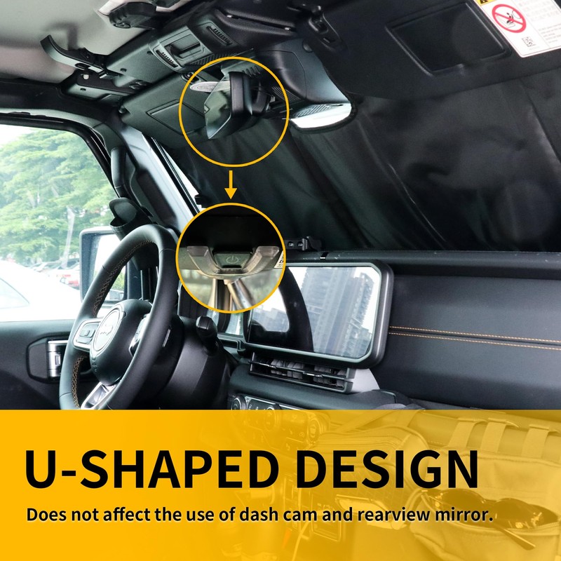 Windshield Sun Shade Compatible with 2024 Jeep Wrangler JL 2/4