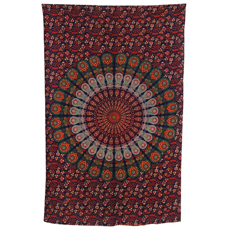 Indian hippie Bohemian psychedelic peacock mandala wall hanging bedding tapestry