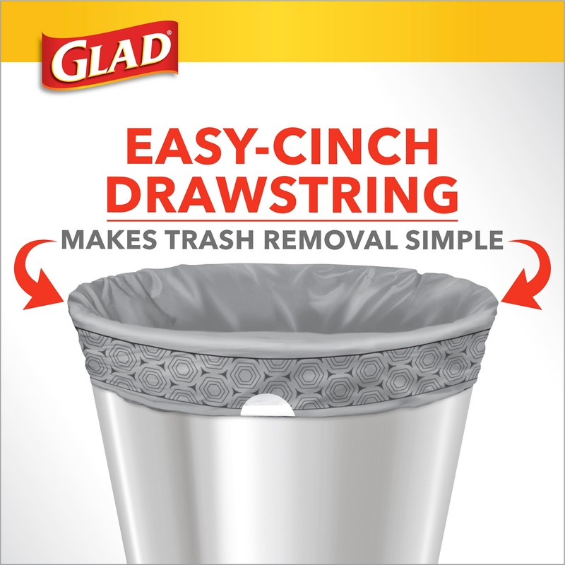 Glad Small Trash Bags 4 Gallon, Lemon Fresh Bleach Garbage