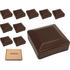 SKIR'CO Pack of 10 Square Fence Post Caps 70 x 70 mm Brown Plastic Caps for Fence Posts Colour Brown RAL 8028