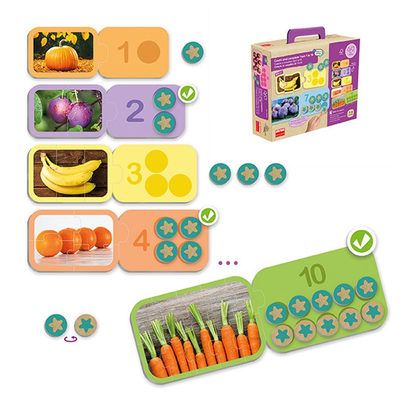 Count and Complete 1 to 10 Math Game with Puzzles