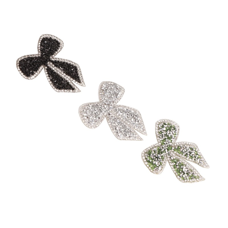 18pcs Bow Knot Rhinestones Patches Silver Black Green Exquisite Iron