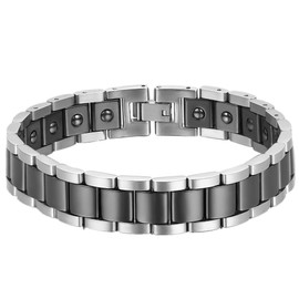 OIDEA Men's Bracelet with Magnetic Bracelet: Magnetic Bracelet Link Link Made of Tungsten Steel Ceramic Stainless Steel Health Bracelet Wrist Bracelet Gift for Men, Stainless Steel, Without Stone