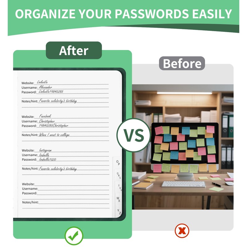 Password Book with Alphabetical Tabs, 4.5"x5.9"Small Pocket Password Keeper Book,