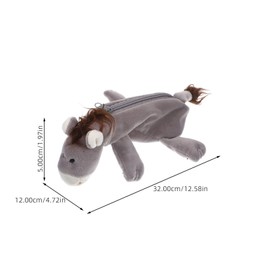 SHINEOFI Plush Animal Stationery Cartoon Donkey Pencil Case Cosmetic Bag Pencil Holder Bag Stuffed Pencil Box for School Students Kids Stationery Bags Girls Cosmetic Organizer