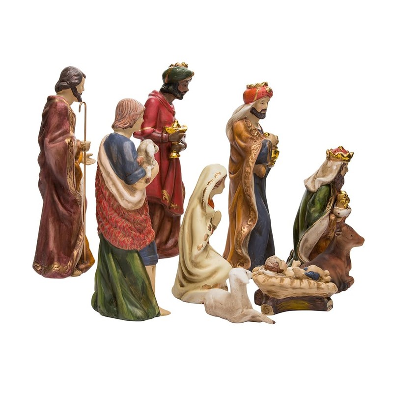 Kurt Adler 9-Inch Porcelain Nativity Figure Tablepiece Set of 9